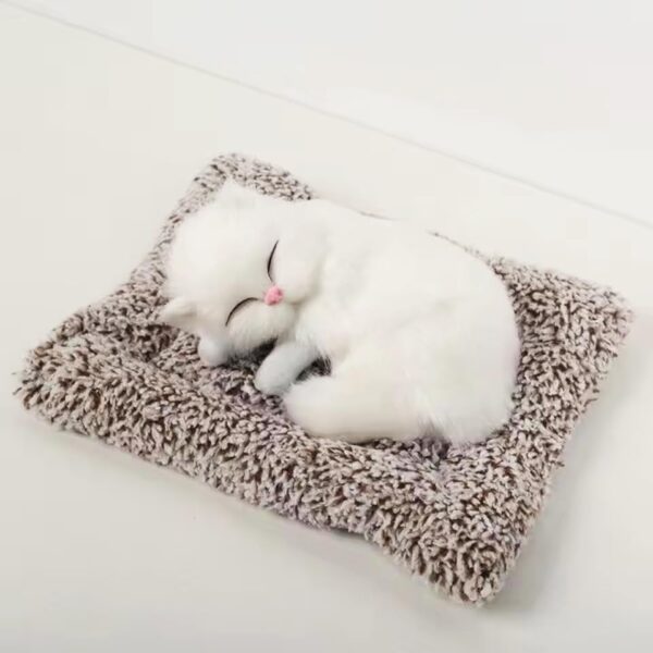 Cute Sleeping Cat Plush Toy with Meow Sound, Gift for Kids Car Dashboard Accessories