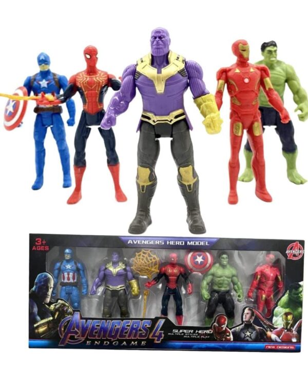 Avengers Toy Set of 5 Marvel Super Hero Characters Action Figure Play Set : Captain America, Hulk, Spider Man, Iron Man and Thanos