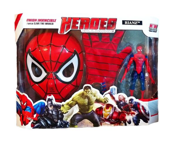 Avengers 3 in 1 Gift-Set 1 Disk Throwing Glove + 1 Mask + 1 Action Figure (Spiderman)