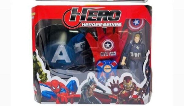 Avengers 3 in 1 Gift-Set 1 Throwing Glove + 1 Mask + 1 Action Figure (Captain America)