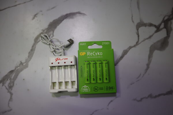 GP ReCyko AA 2100mAh Rechargeable Batteries (4 pcs) with Puna Battery Charger